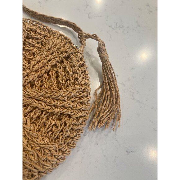 Straw Boho beach Woven Braided  Crossbody Circle Round Purse - Picture 3 of 5